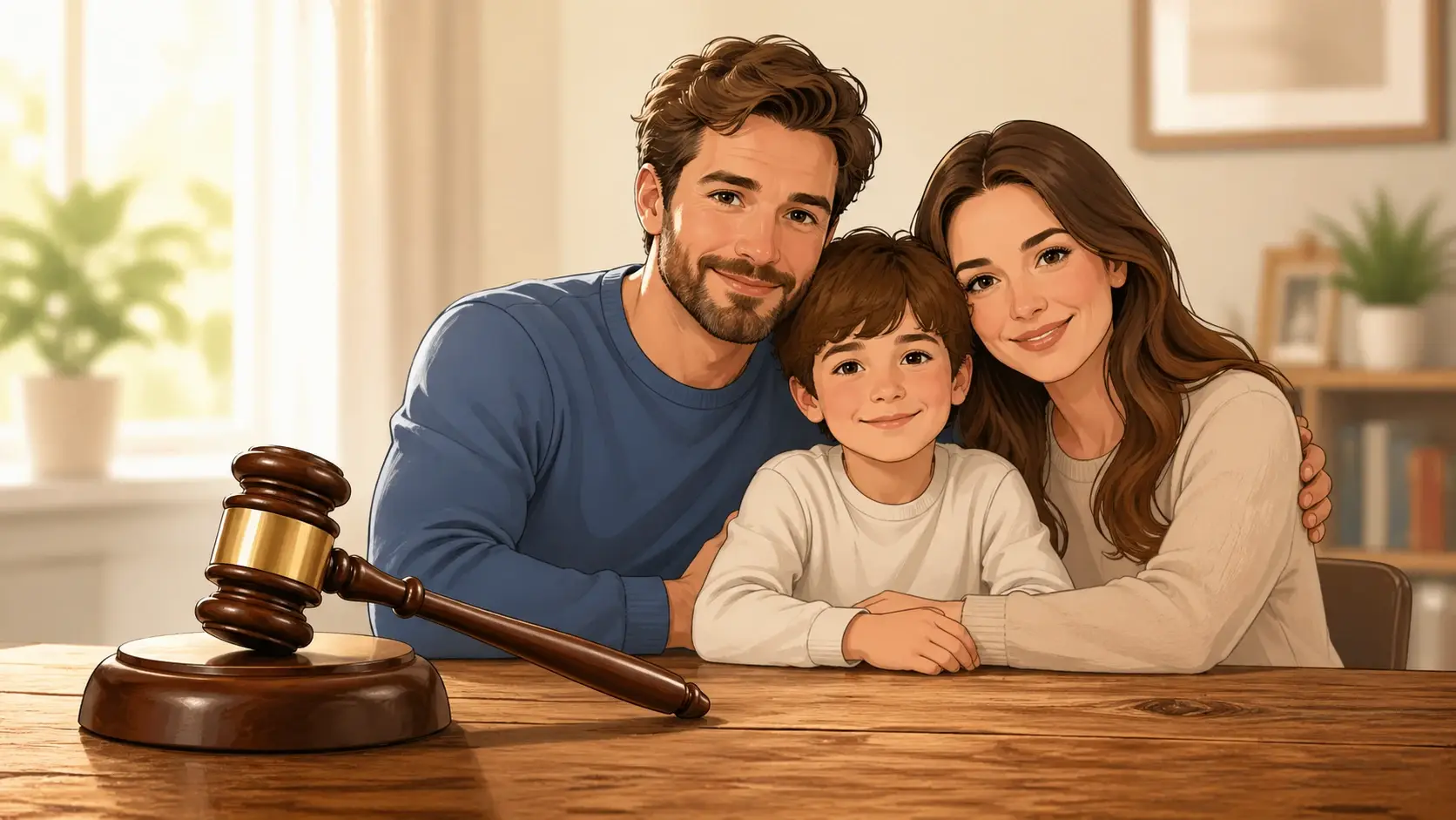 lustração mostrando como o juiz decide a guarda dos filhos no processo judicial